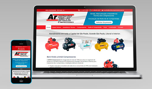 Cliente: Artek Compressores - Criação de Sites com Versão para Smartphone